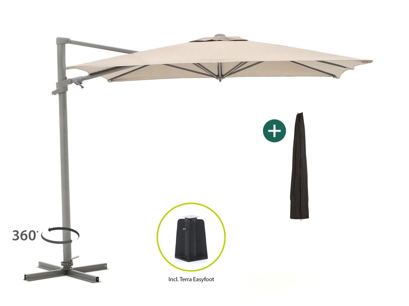 shadowline francisco zweefparasol 300x300cm laagste prijsgarantie!