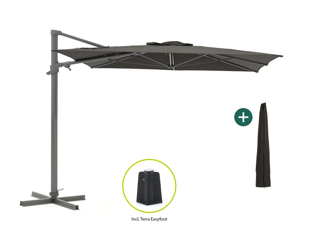 shadowline francisco zweefparasol 300x300cm laagste prijsgarantie!