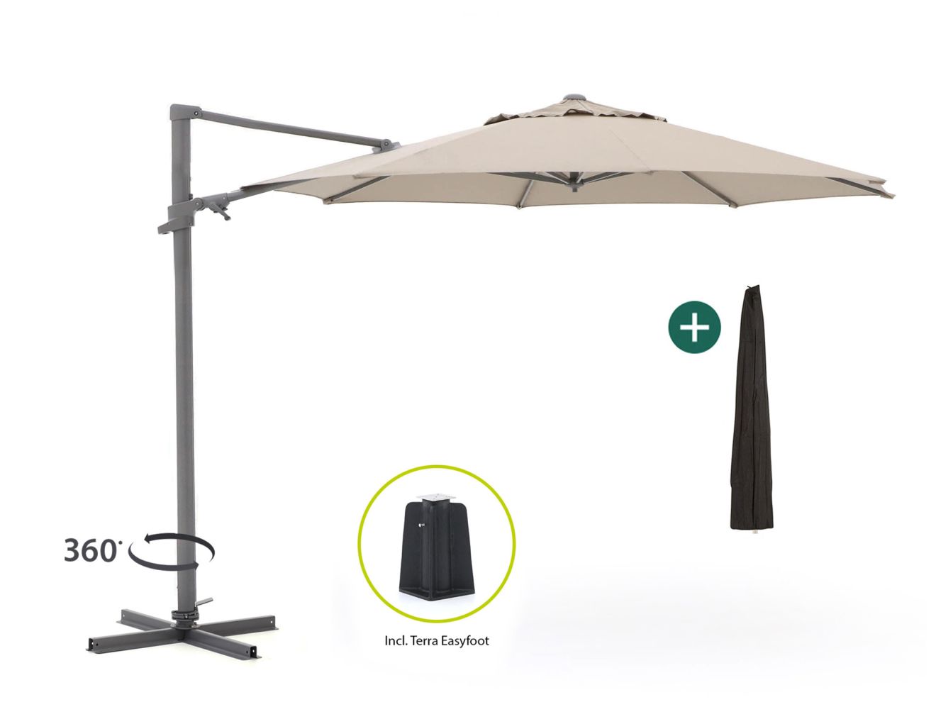 shadowline francisco zweefparasol ø330cm laagste prijsgarantie!