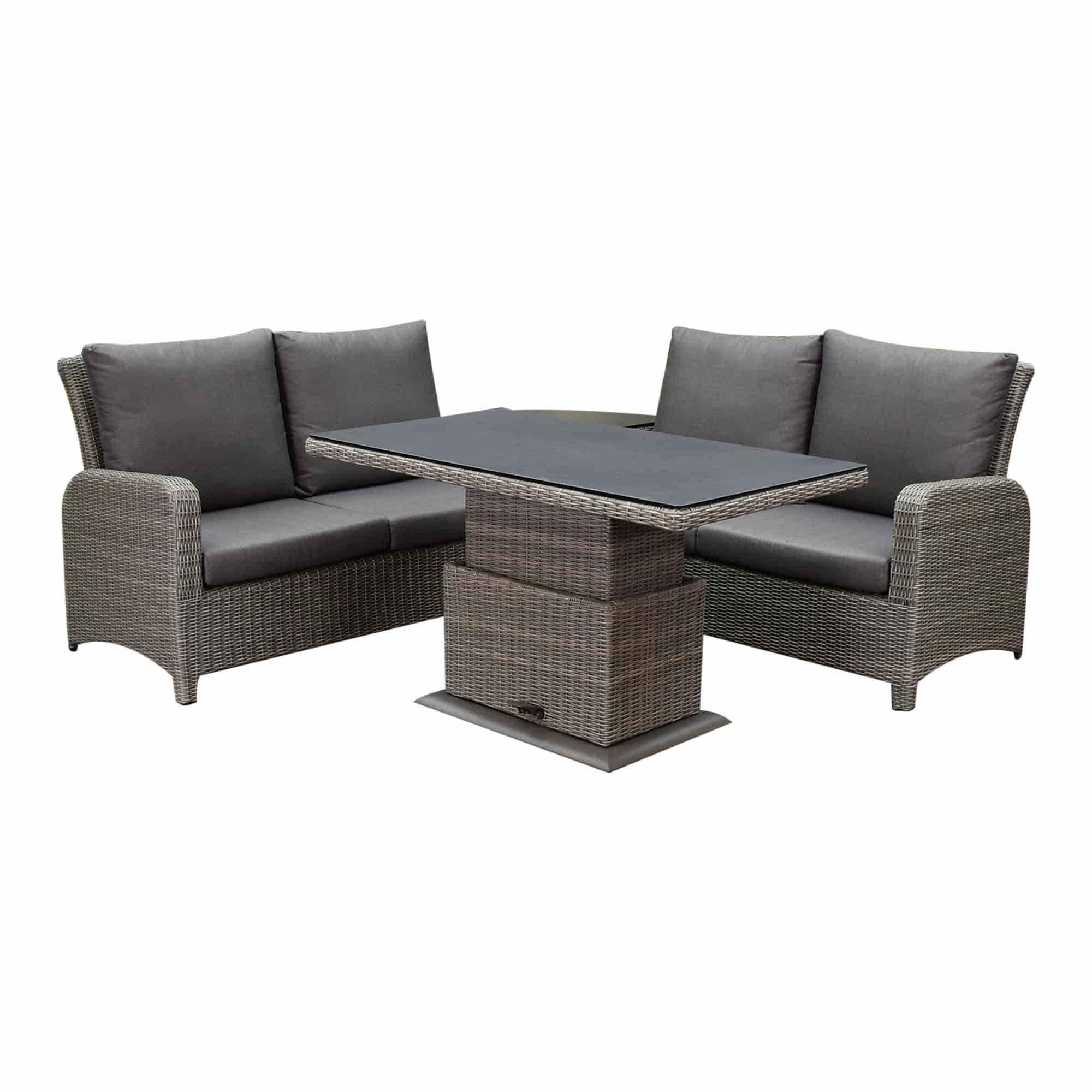 showroommodel florida hoek dining loungeset 4 delig verstelbare tafel bruin grijs