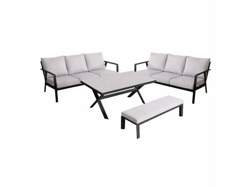 Showroommodel Jamaica bank dining loungeset 4 delig aluminium antraciet