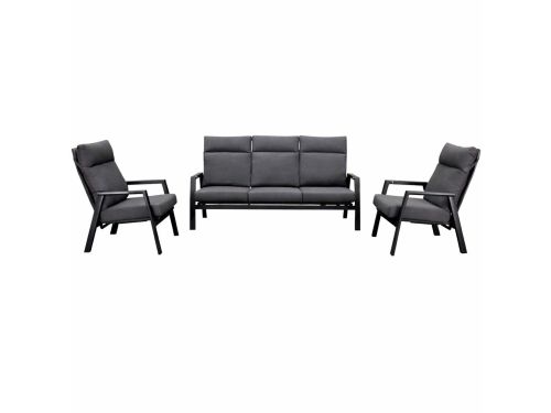 Showroommodel Vegas stoel bank loungeset 3 delig verstelbaar antraciet aluminium