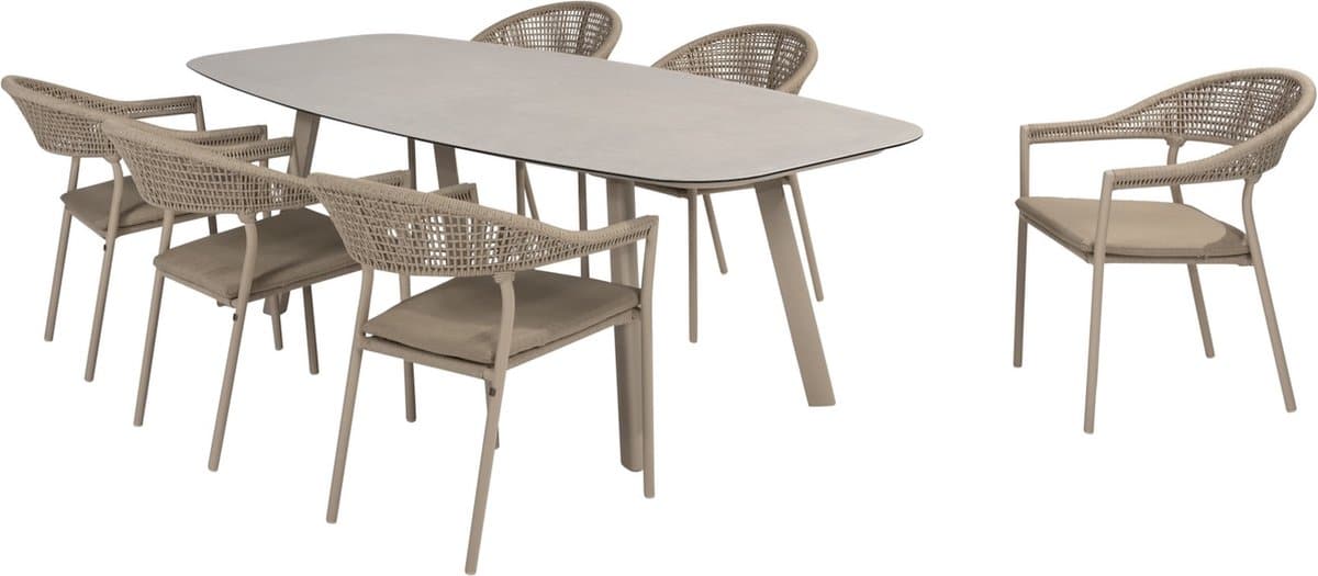 sienna manolo dining tuinset 240x103xh75 cm 7 delig latte taste