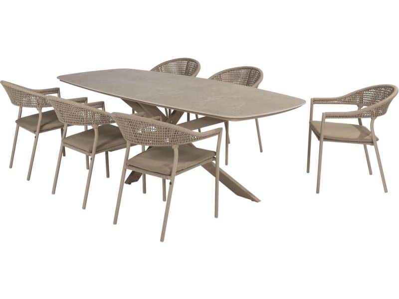 Sienna Prado dining tuinset 240x105xH75 cm 7 delig latte met