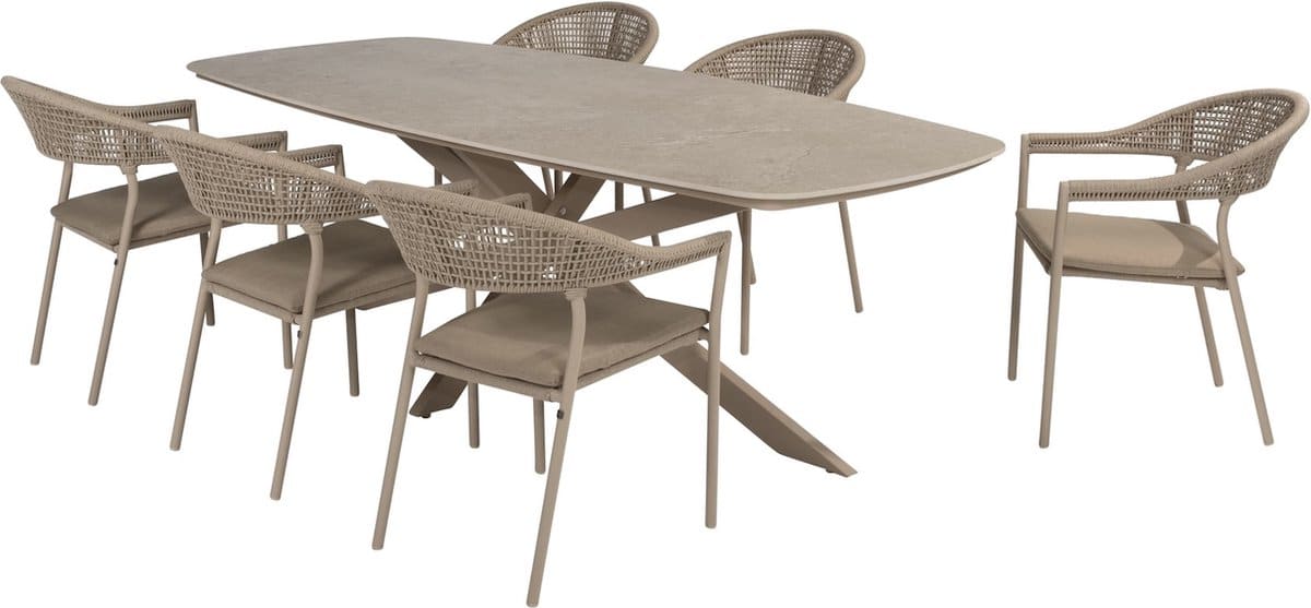 sienna prado dining tuinset 240x105xh75 cm 7 delig latte met
