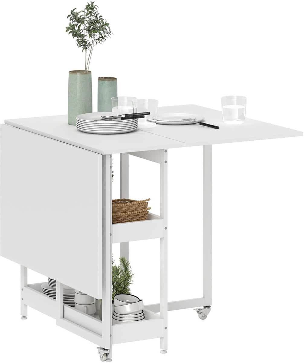 sierra klaptafel, inklapbare eettafel, industriële klaptafel met open vakken voor