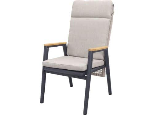 Solaro verstelbare dining tuinstoel - light rope / teak arm