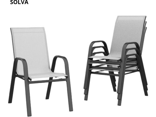 SOLVA Tuinstoelen - 4-Delig - Stapelbaar - Tuinmeubelen - Terrasmeubilair