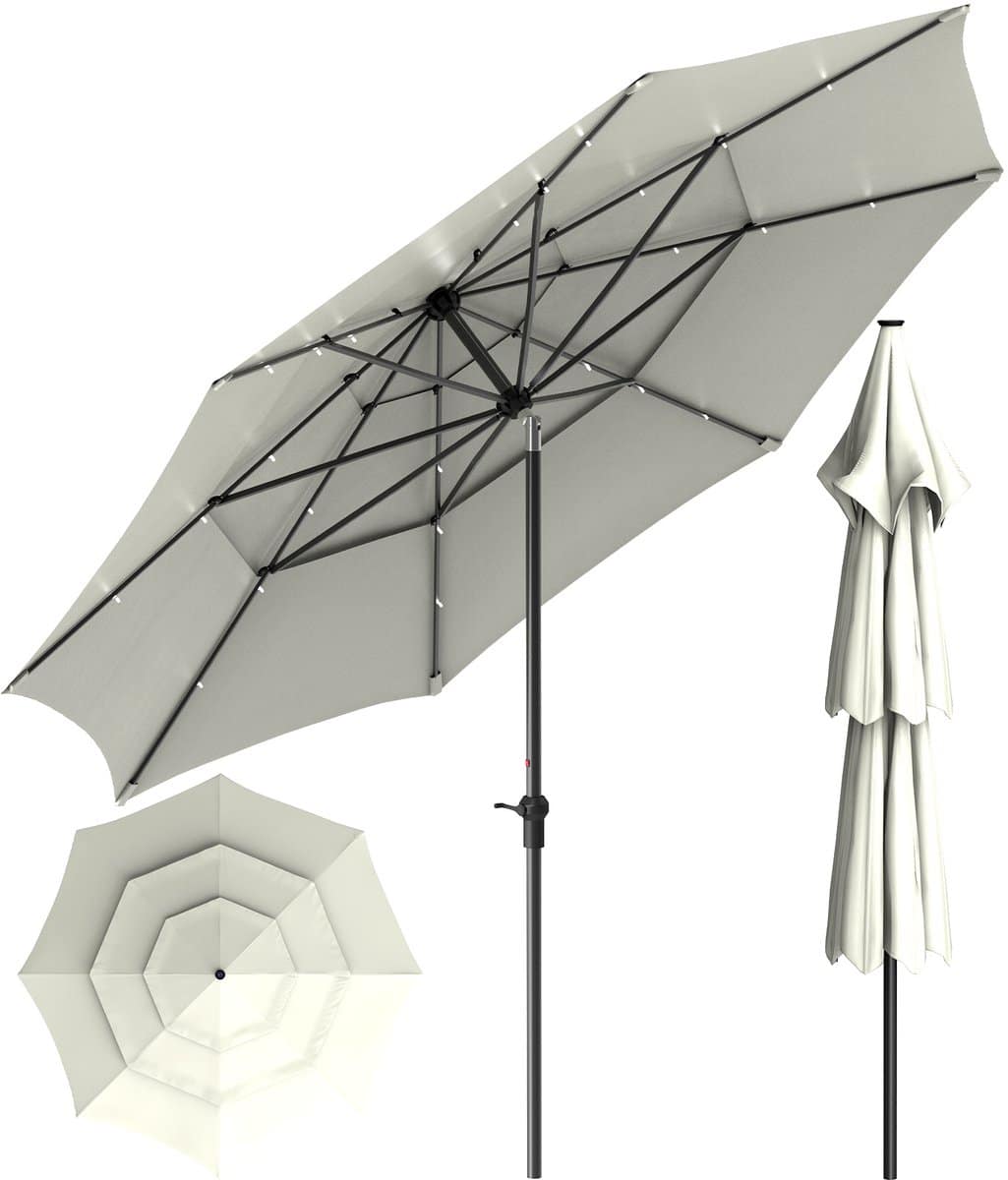 soontrans stokparasol met led 300cm tuinparasol uv50+