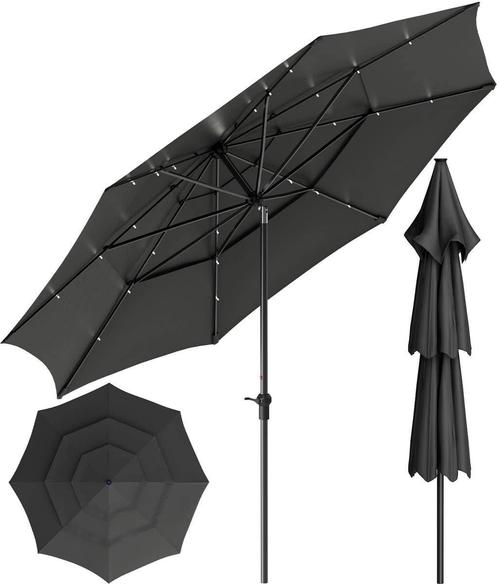 soontrans stokparasol met led 300cm tuinparasol uv50+