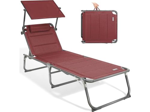 Srandstoel - Ligbed Tuin - Zonnebed - Vouwbed - Rood