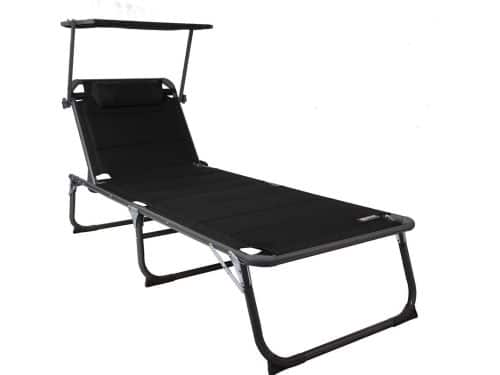 Srandstoel - Ligbed Tuin - Zonnebed - Vouwbed - Zwart