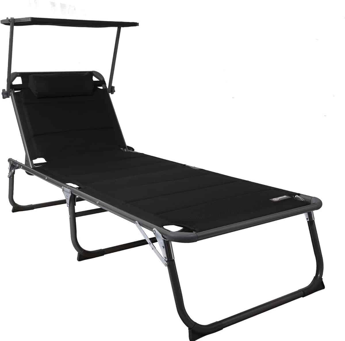 srandstoel ligbed tuin zonnebed vouwbed zwart