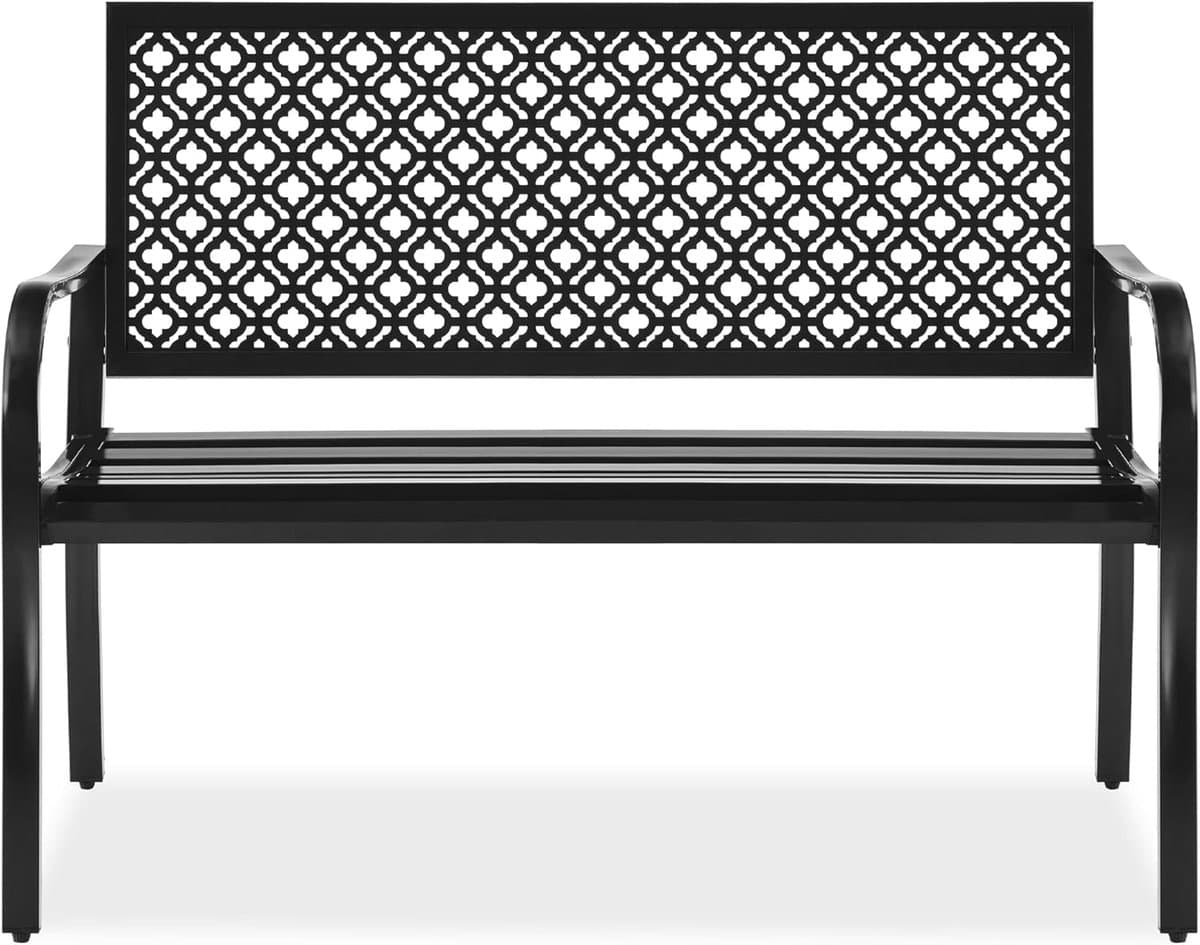 stalen bank 2 persoons stoel buiten zitten hoge