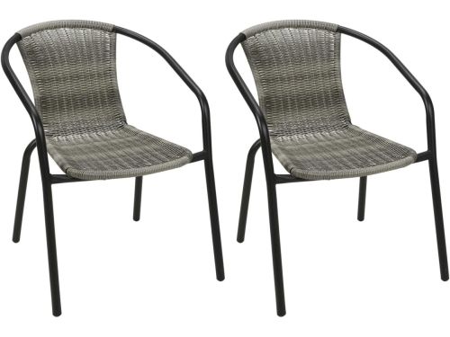 Stapelbare Bistrostoel van Staal en Polyrotan - 2 Stuks