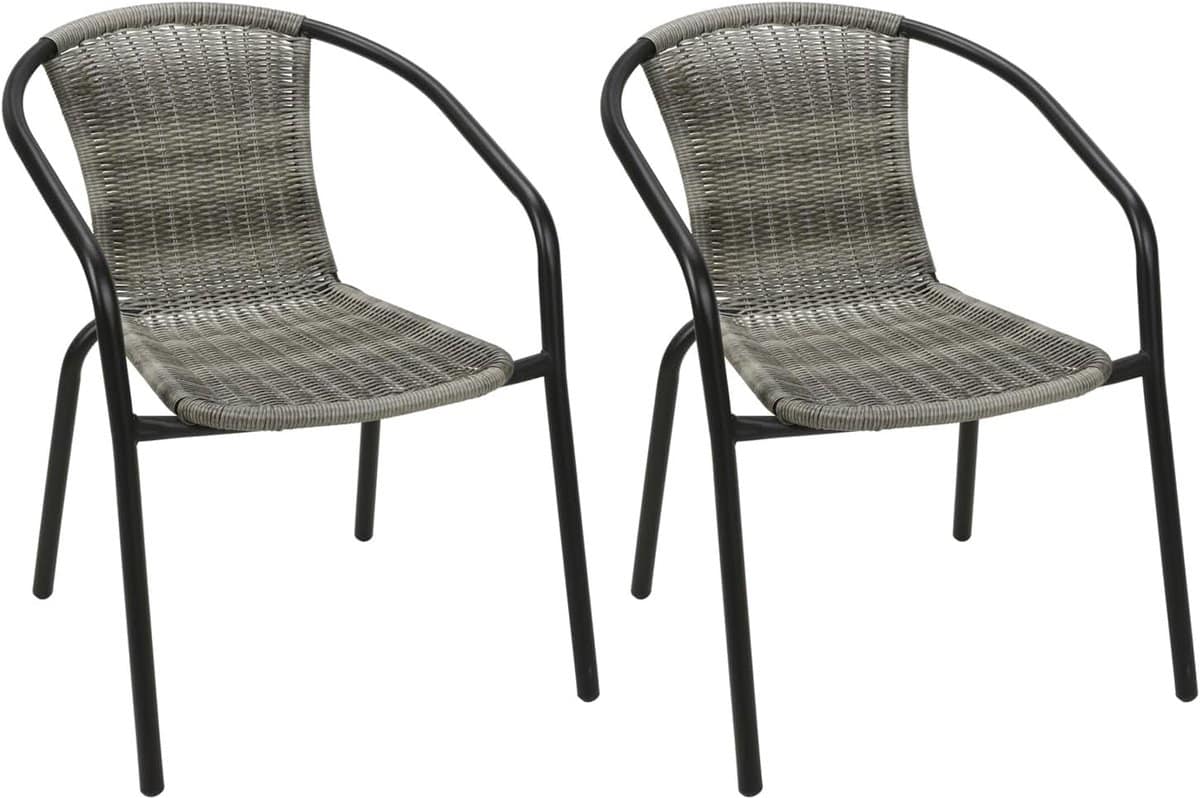 stapelbare bistrostoel van staal en polyrotan 2 stuks