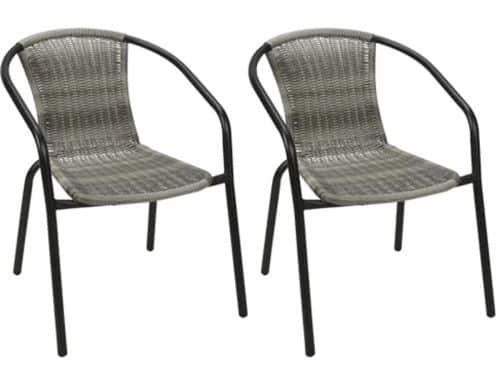 Stapelbare Bistrostoel van Staal en Polyrotan - 2 Stuks