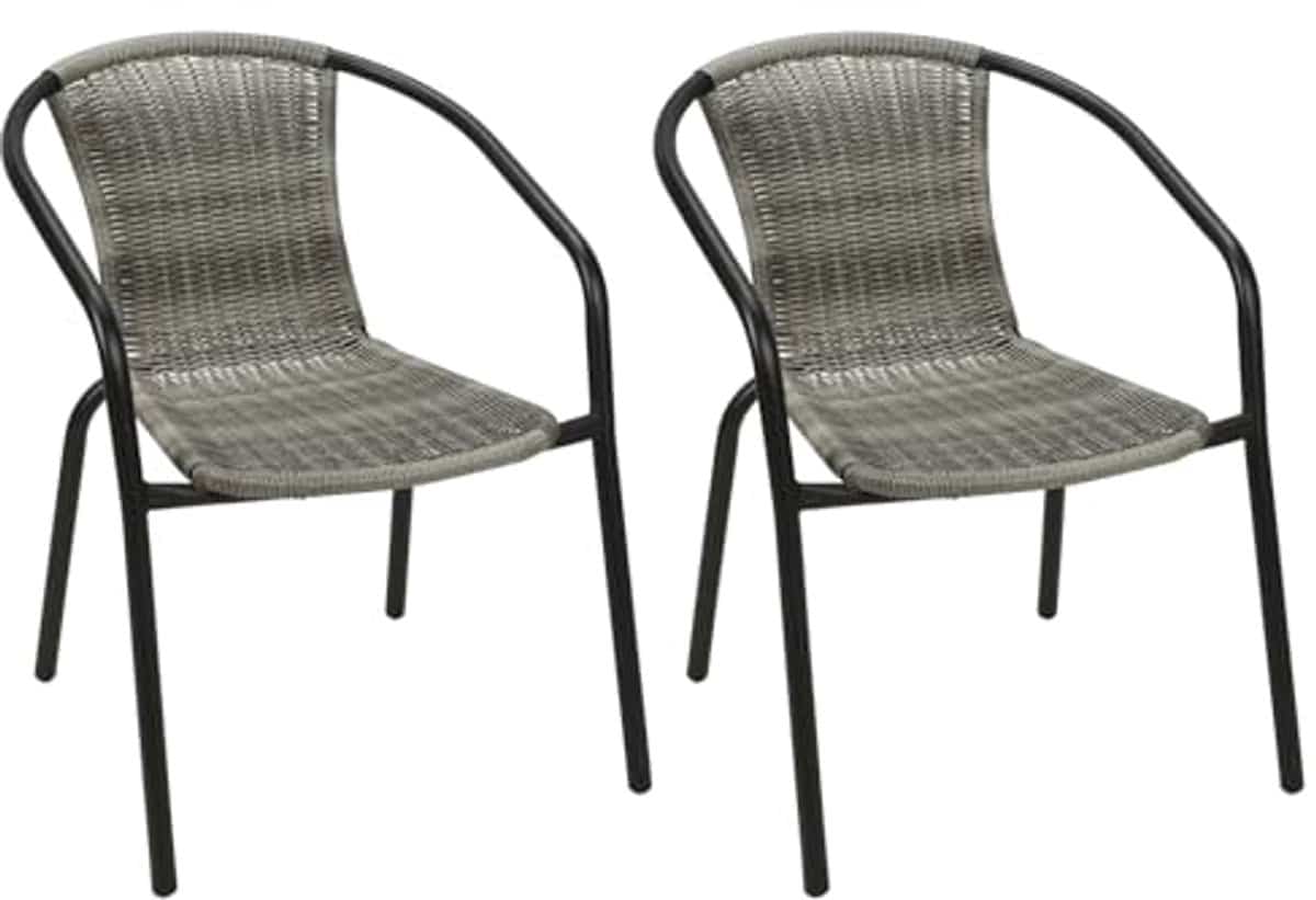 stapelbare bistrostoel van staal en polyrotan 2 stuks