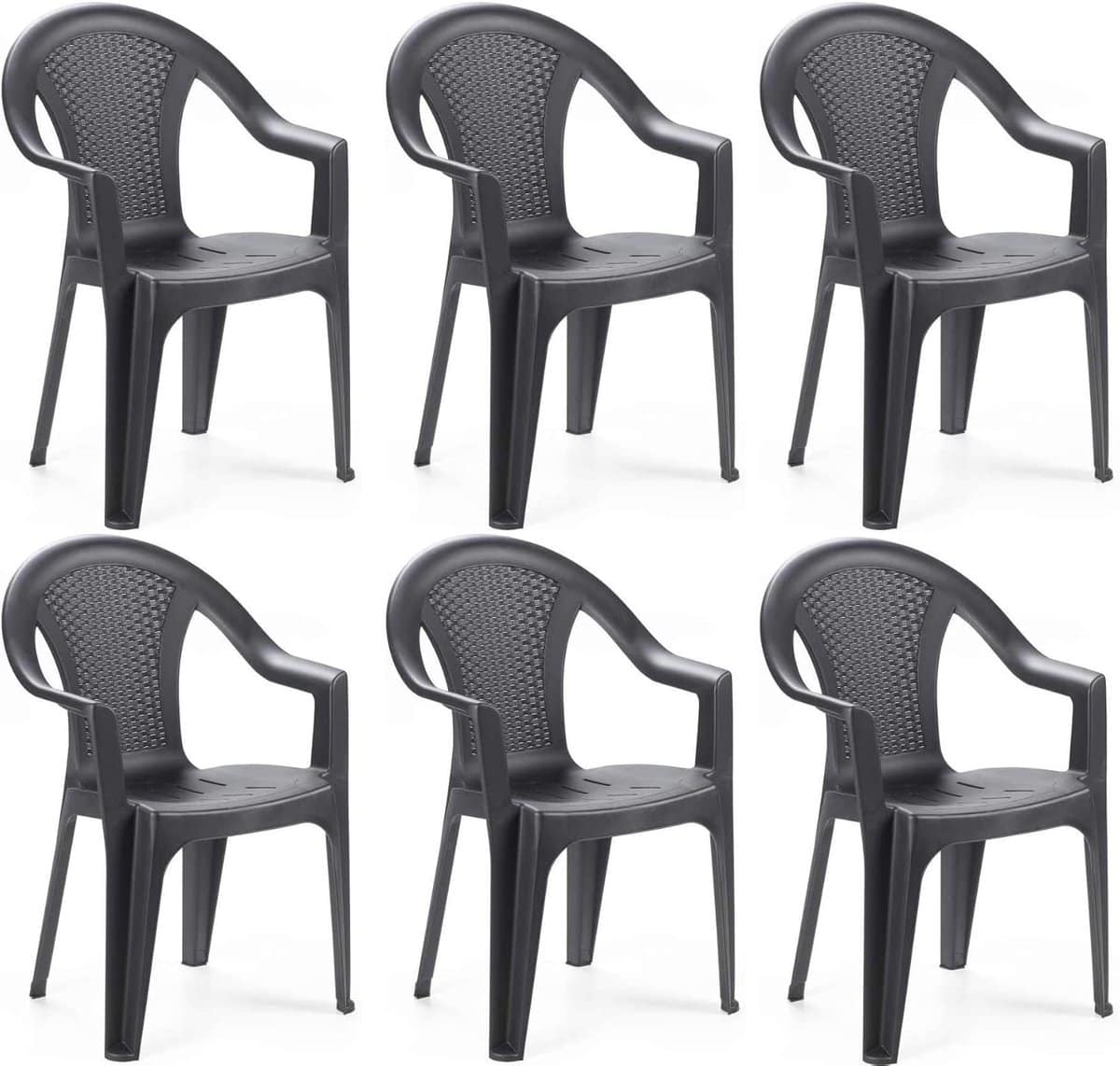 stapelbare kunststof tuinstoel in antraciet (rotan look)