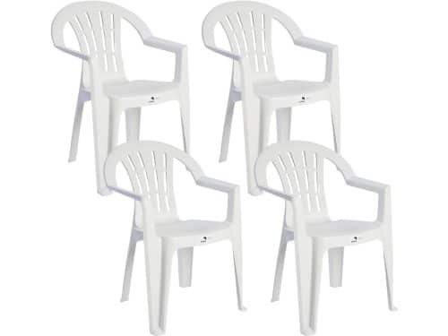 Stapelbare Kunststof Tuinstoel met Armleuningen - Wit