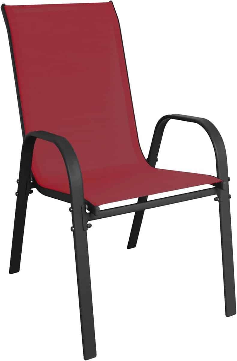 stapelbare metalen tuinstoel met textiel bespanning voor balkon en terras