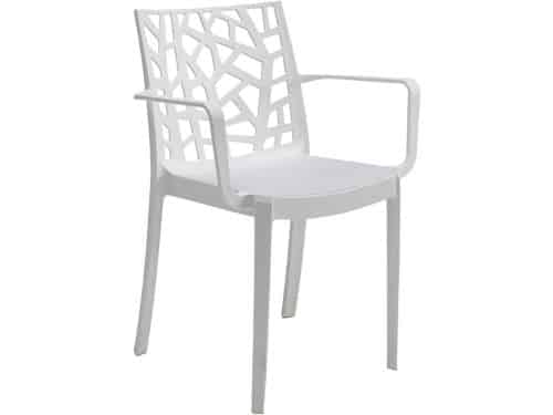 Stapelbare Tuinstoel met Armleuningen - Polypropyleen Terrasstoel (Wit)