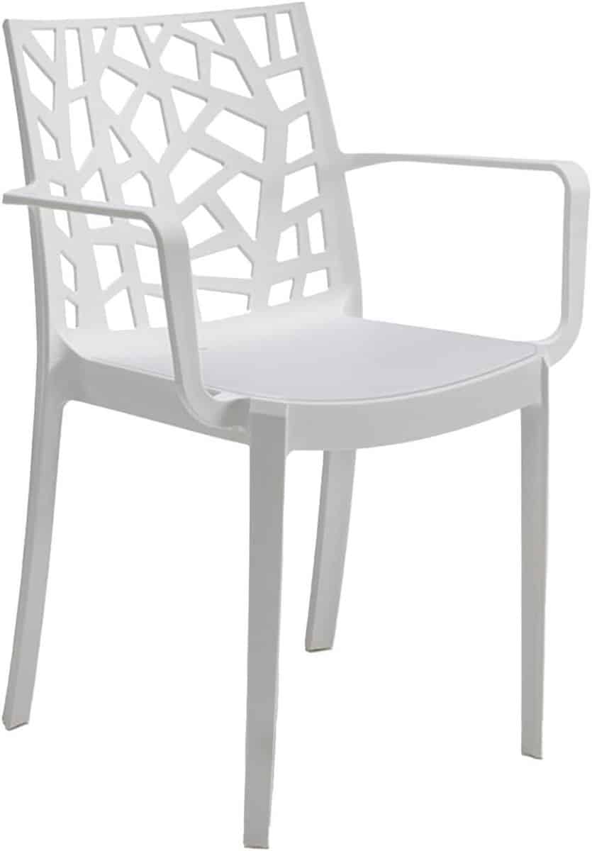 stapelbare tuinstoel met armleuningen polypropyleen terrasstoel (wit)