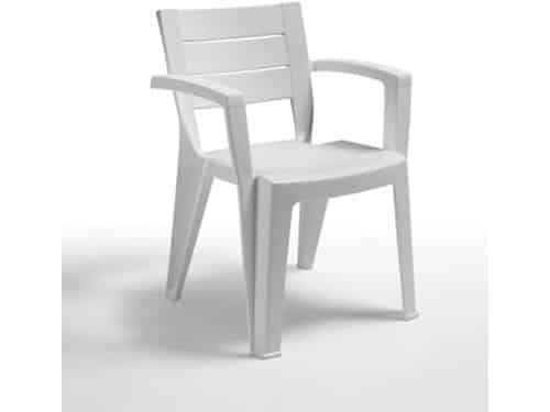 Stapelbare Tuinstoel met Houtlook - UV-Bestendig, Comfortabele Buitenstoel, 100 kg