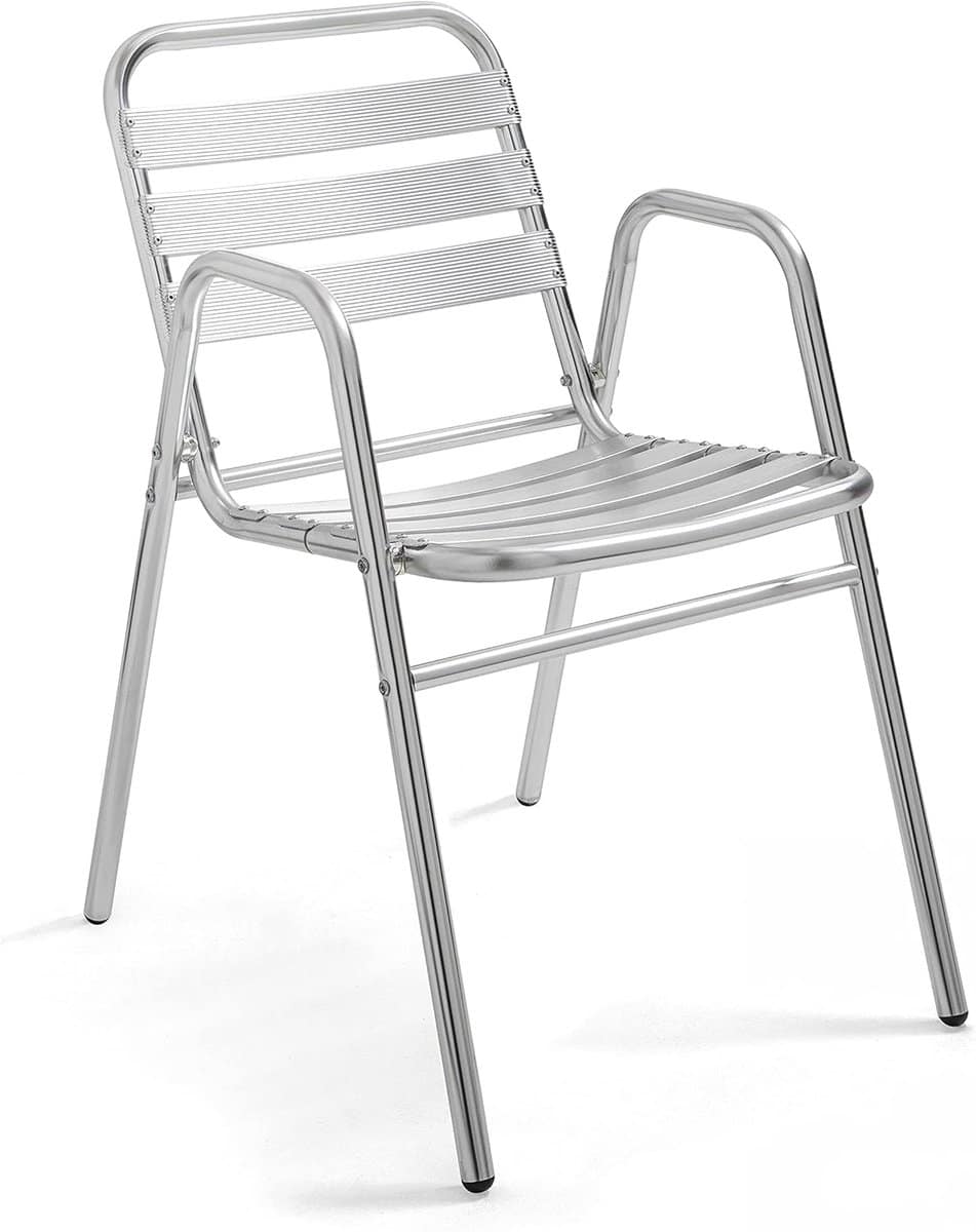 stapelbare tuinstoel van aluminium lichtgrijs onderhoudsvrij