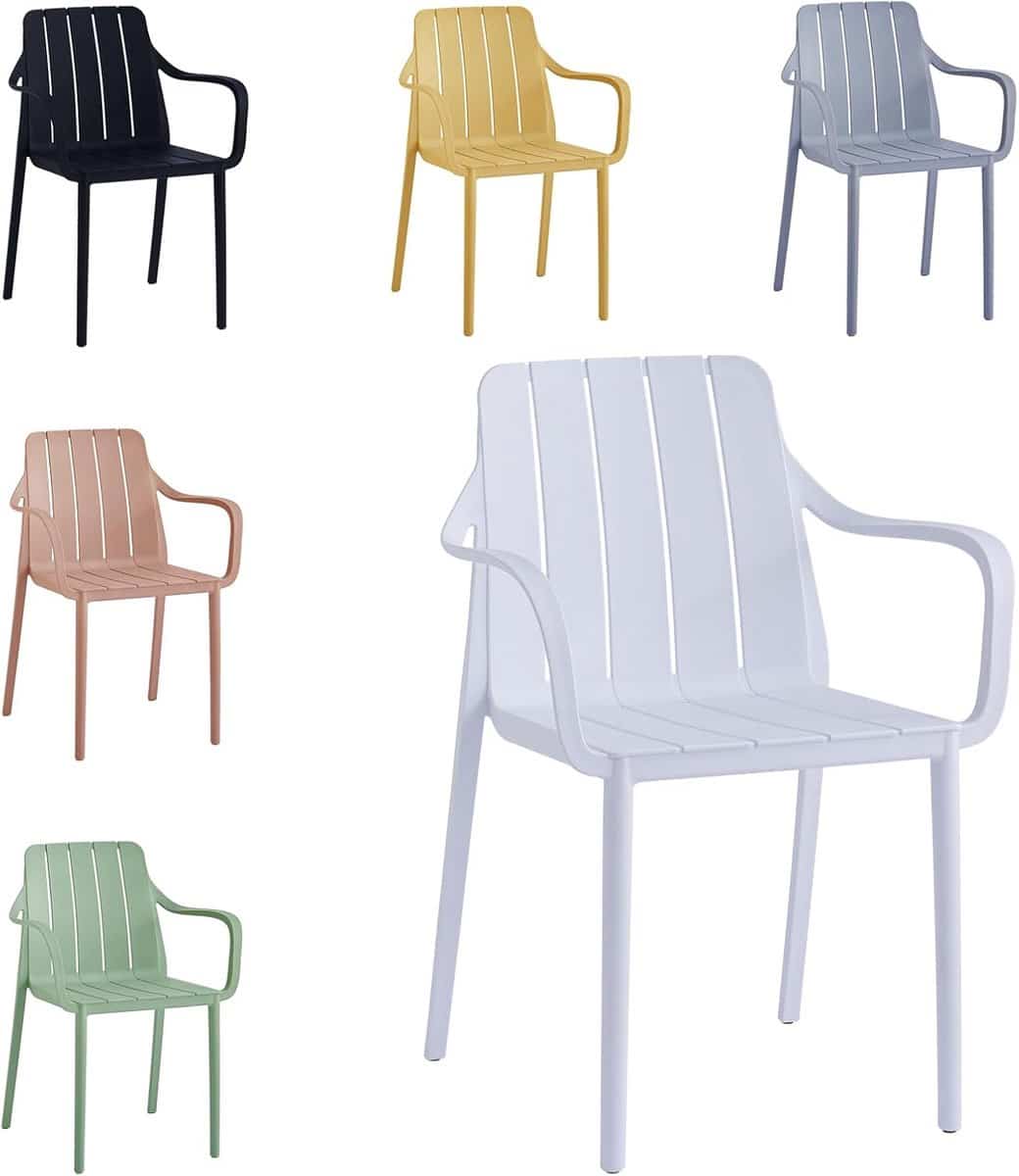 stapelbare tuinstoelen in wit weerbestendige en uv bestendige outdoorstoelen tot