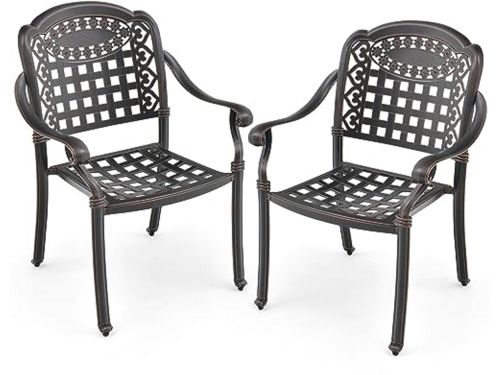 Stapelbare tuinstoelen van gegoten aluminium - Comfortabele metalen buitenstoelen met