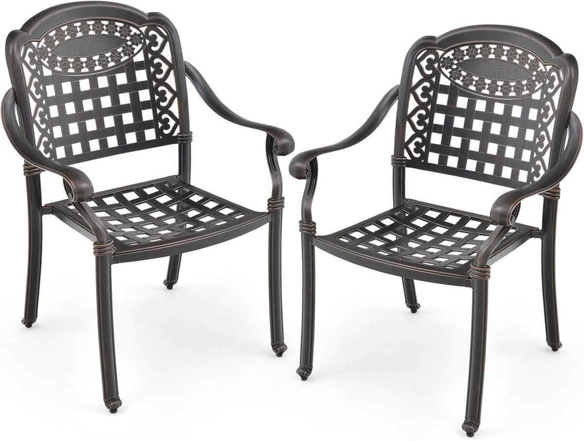 stapelbare tuinstoelen van gegoten aluminium comfortabele metalen buitenstoelen met