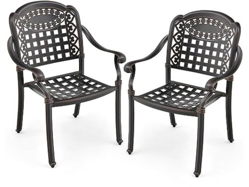 Stapelbare tuinstoelen van gegoten aluminium - Comfortabele metalen buitenstoelen met