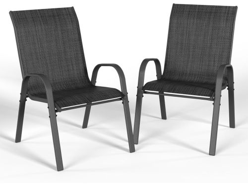 Stapelbare tuinstoelenset - 2 hoge rugleuningen, ademende terrasstoelen voor balkon