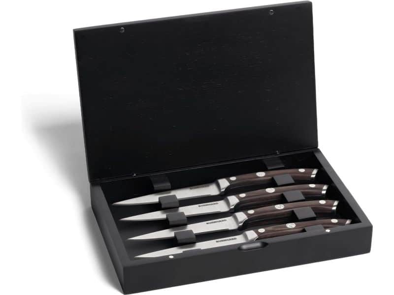Steakmessenset van 4 - Ergonomische handgrepen en acaciahouten opbergbox