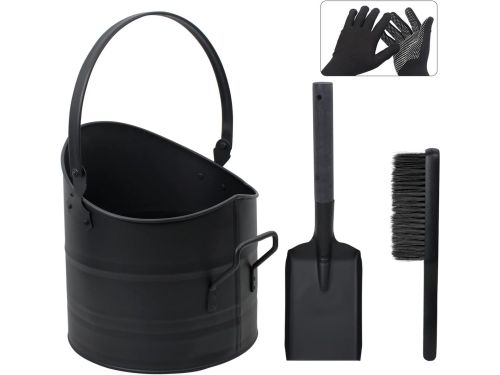 Steenkool en Asemmer met Schop, Bezem en Handschoenen