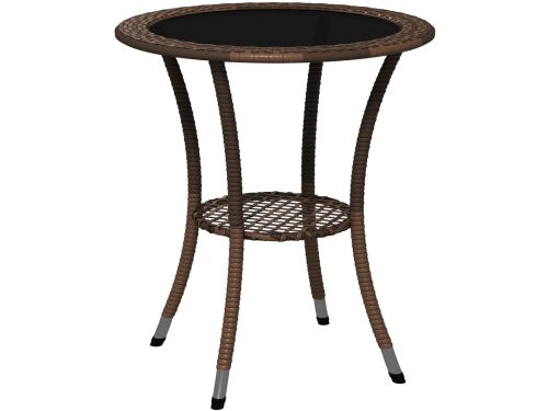 Stemily Buitentafel - Bijzettafel - Rotan - Tweelaags - Glazen