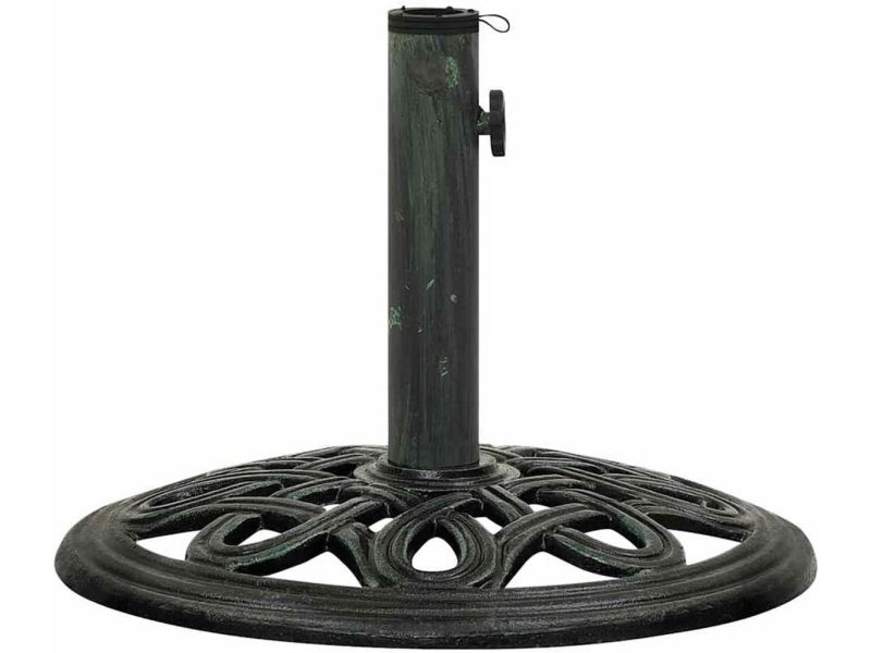 Stevige Parasolvoet van Gietijzer in Groen met Bloemmotief