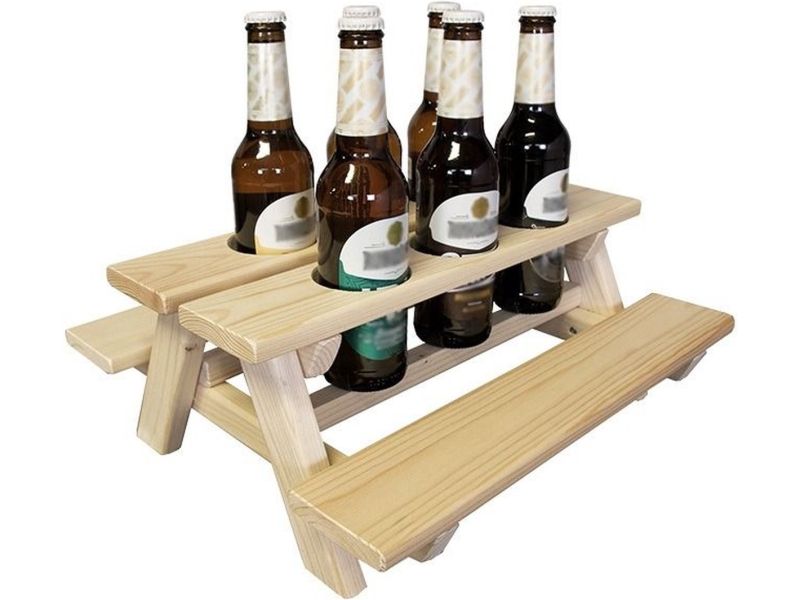 Stijlvolle SenS-Line Bierfleshouder voor Picknickbanken - Perfect voor Buitenplezier!