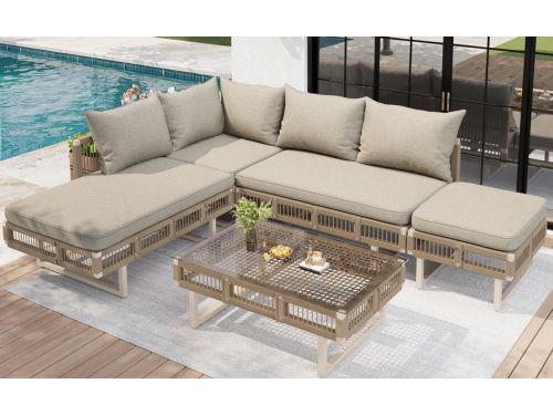 STILVORA Loungeset 225 x 167 cm - Modulair Met Glazen