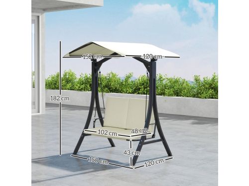 STILVORA Tuin Schommelbank 150x120x182 Cm - Verstelbaar Zonnescherm Met UV