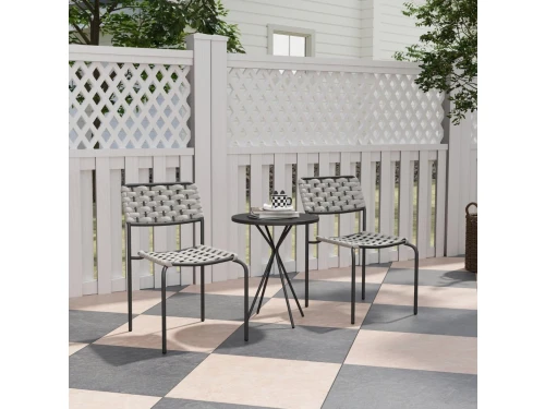 STILVORA Tuinmeubelset 3 Delig 2 Persoons - Stapelbare Stoelen Met