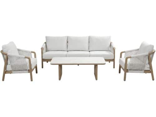 Stoel-Bank loungeset Murcia | 4-delig | Wood look & Stone