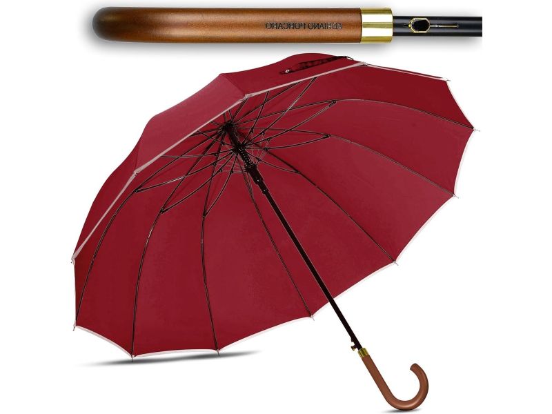 Stormbestendige Ø120cm XXL paraplu met reflecterende rand - 12 stangen