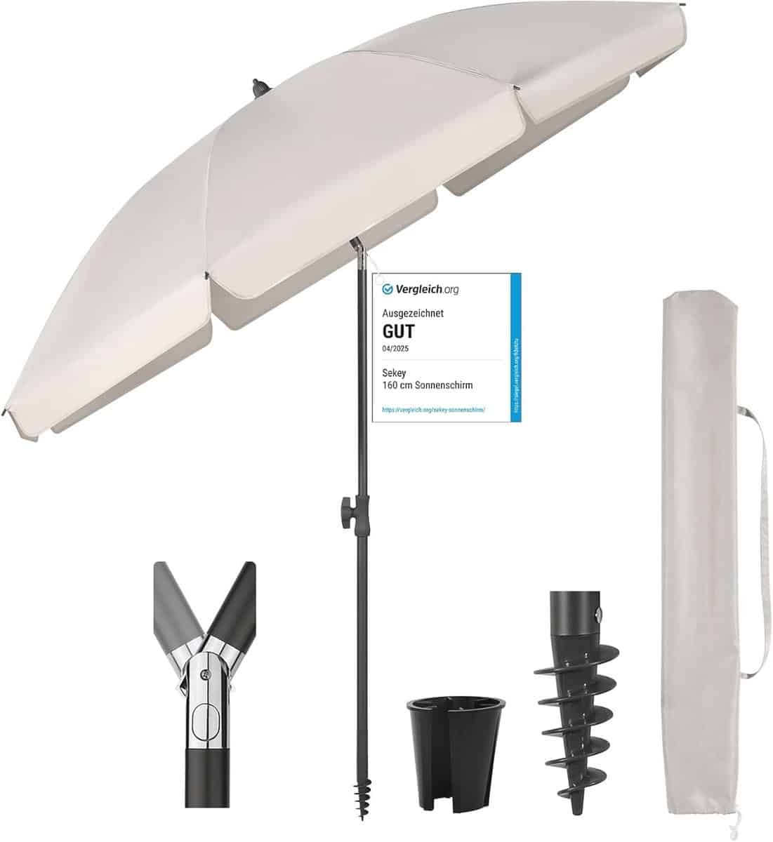 strandparasol met grondpen, parasolhoes en haak stabiele en verstelbare