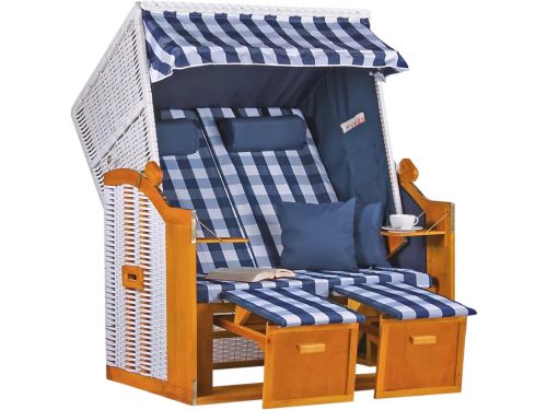 Strandstoel met Verstelbare Rugleuning en Voetensteun - 2-Zits Lounge Stoel