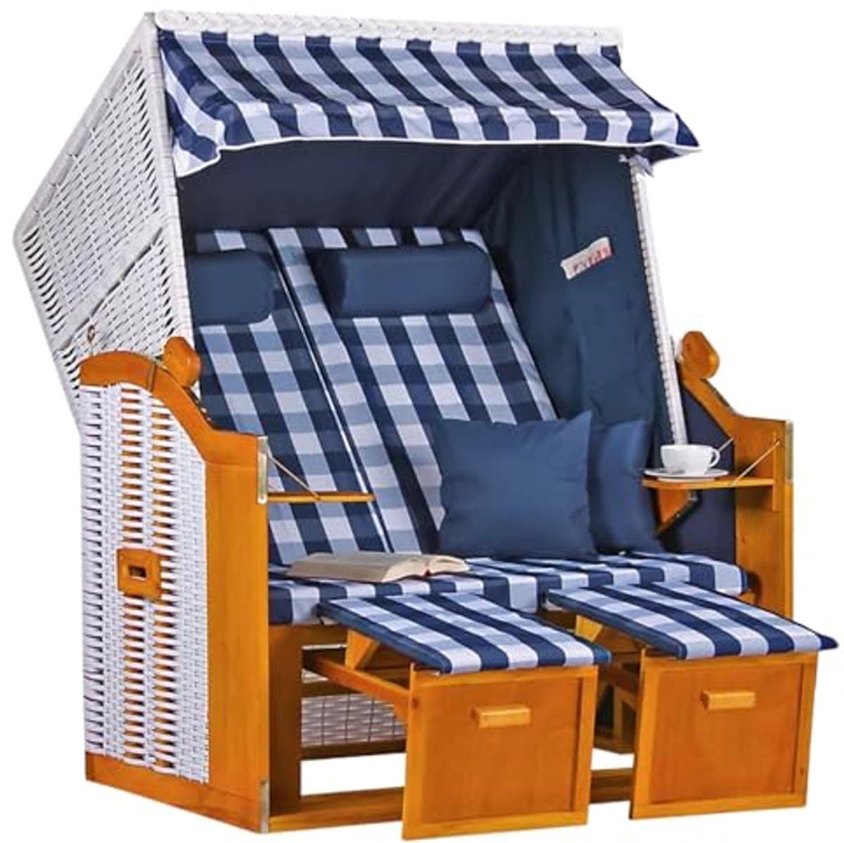 strandstoel met verstelbare rugleuning en voetensteun 2 zits lounge stoel