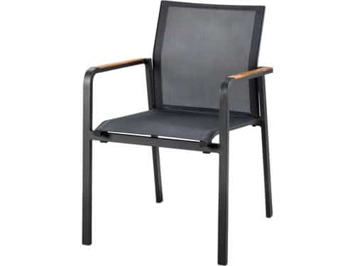 Suns Tutti stapelbare tuinstoel - Antraciet met teak armleuning