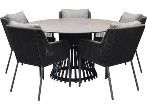 Sussex Pasadena dining tuinset 140xH75 cm rond 6 delig aluminium