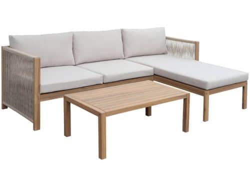 sweeek - Hoek tuinset van acaciahout, polyester touw, 4 plekken